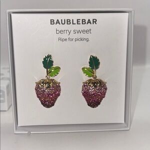BaubleBar Pink and Green Strawberry Berry Earrings